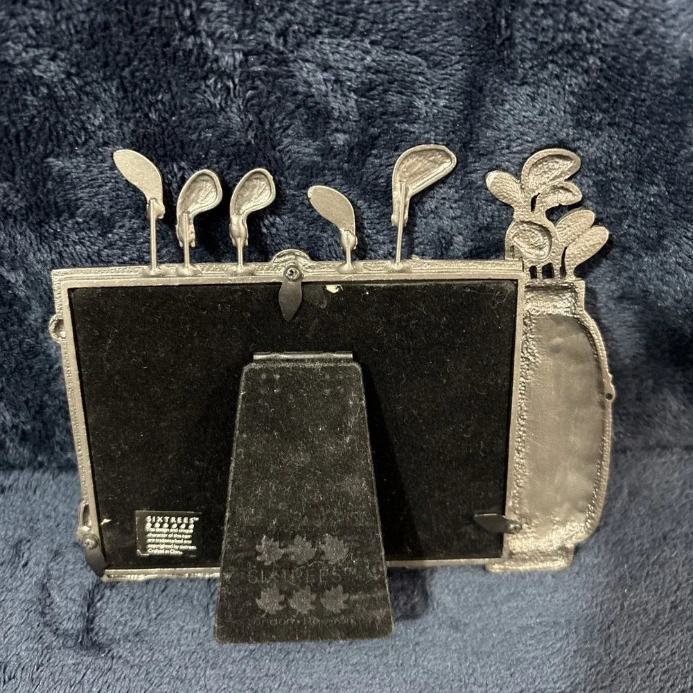 Sixtrees Golf Metal Photo Frame 3.5x5 Golf Bag Golf Shoes Blue Bag Sparkles